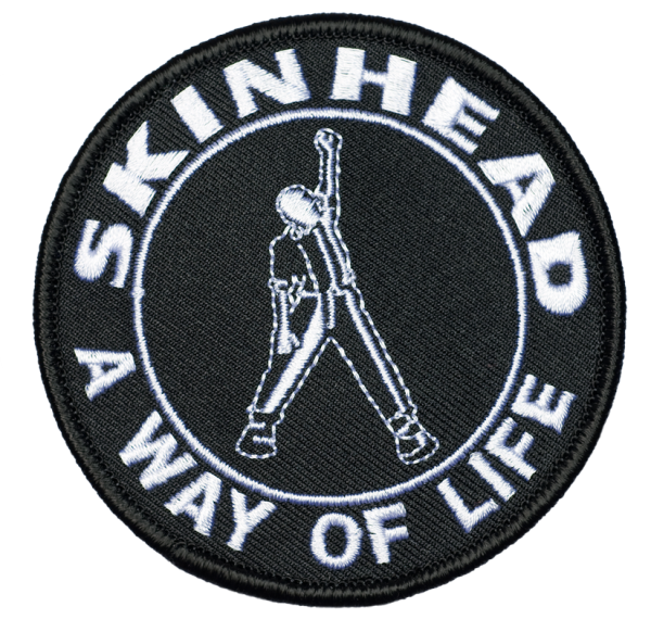 gestickter Aufnäher mit Kettelrand und Bügelfolie Skinhead - A way of life