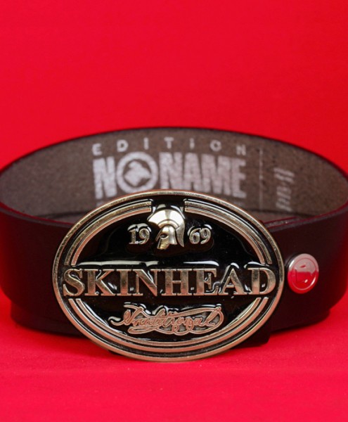 Gürtelschließe "Skinhead traditional" (oval-quer, 3 Metallvarianten)