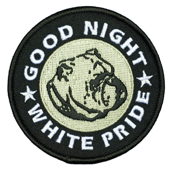 gestickter Aufnäher mit Kettelrand und Bügelfolie Good Night White Pride