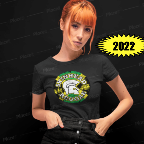 T-Shirt slim, schwarz "Skinhead Reggae Emblem" (Damen) -PoD-